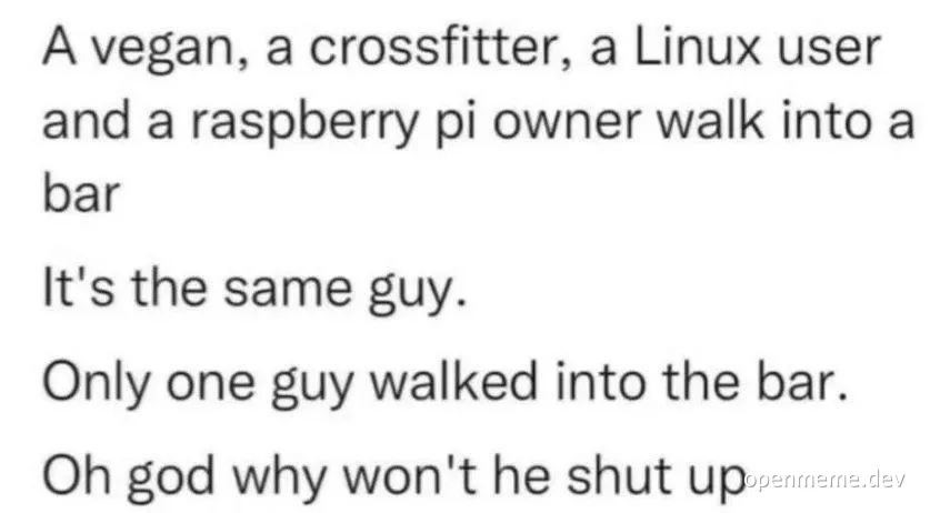 meme about a guy with multiple personas walking into a bar