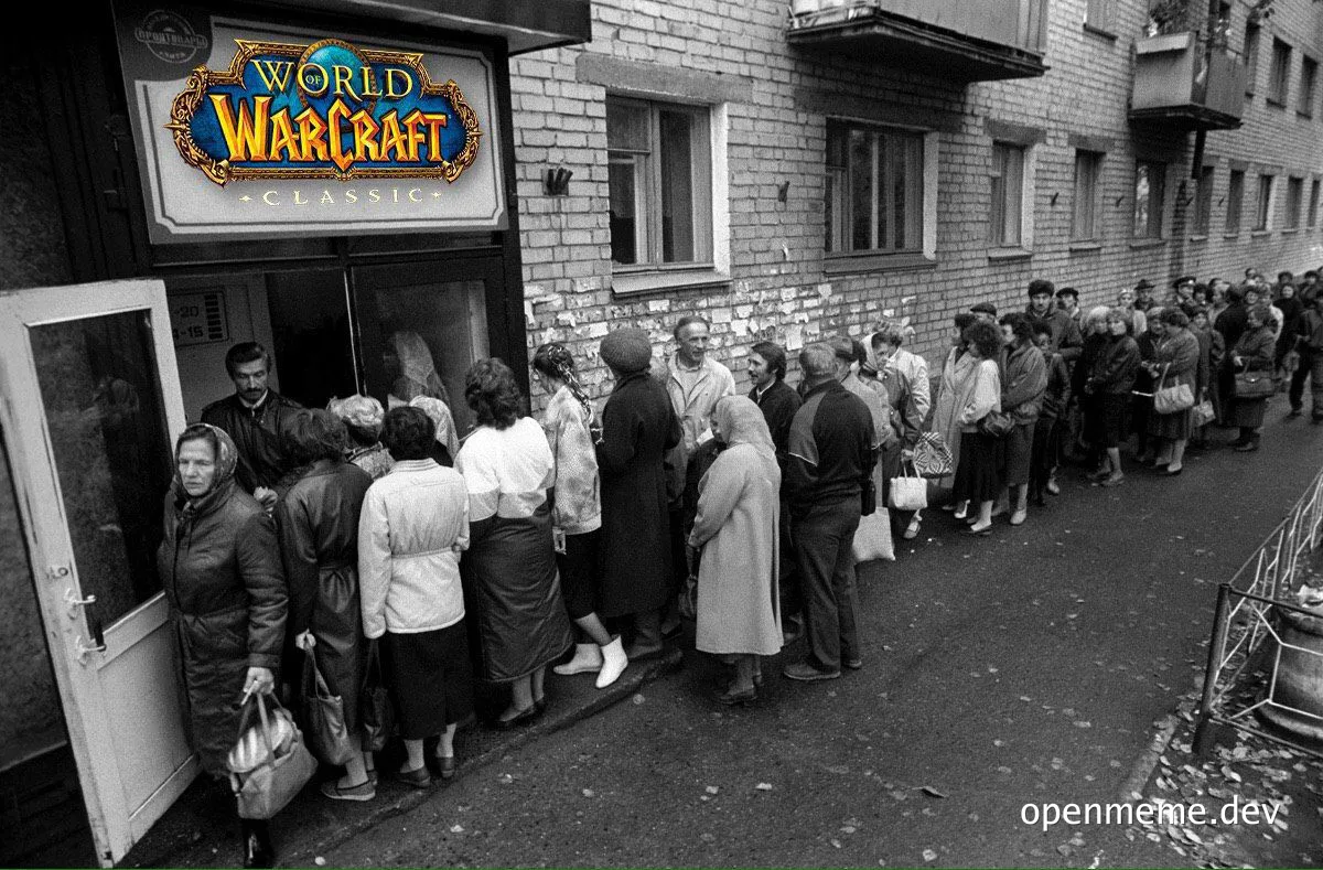 Long line outside World of Warcraft Classic store