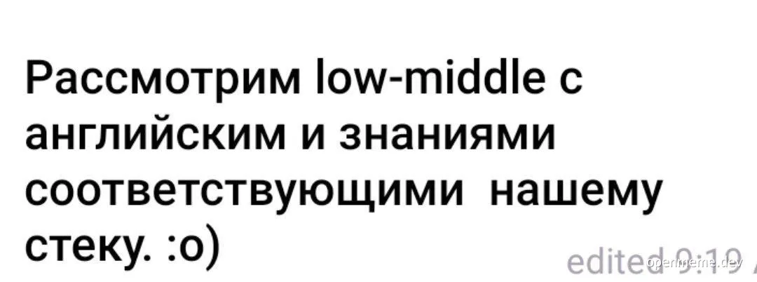 Low-mid level developer job requirements