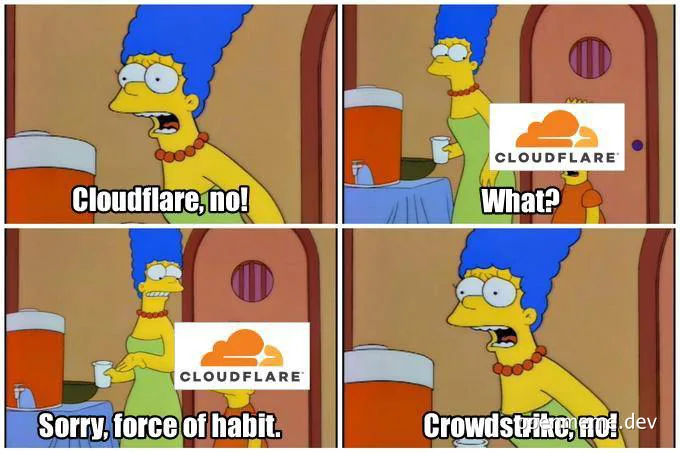 Marge Simpson reacts to Cloudflare and CrowdStrike names