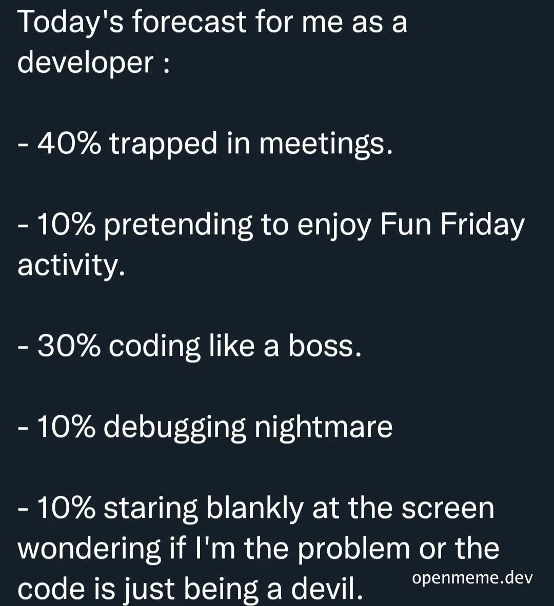 humorous developer daily schedule meme