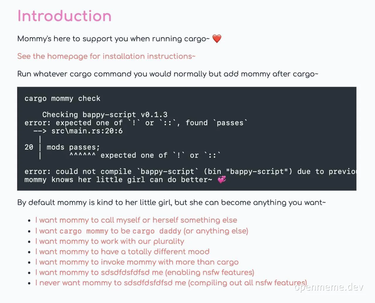 a screenshot of code with mommy knows her little girl can do better~