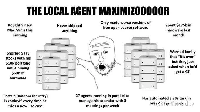 The Local Agent Maximizooooor meme with a drawing of a man pointing at servers