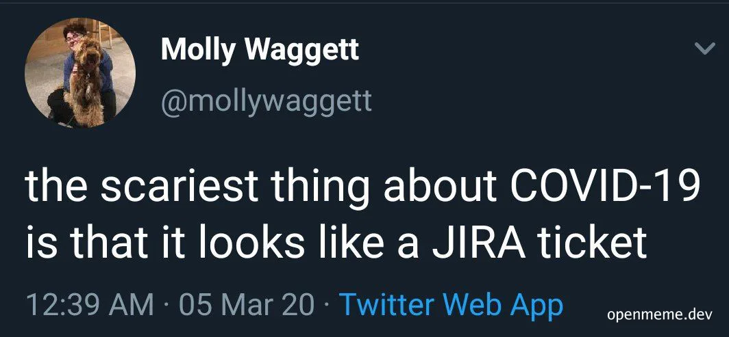 COVID-19 JIRA ticket meme