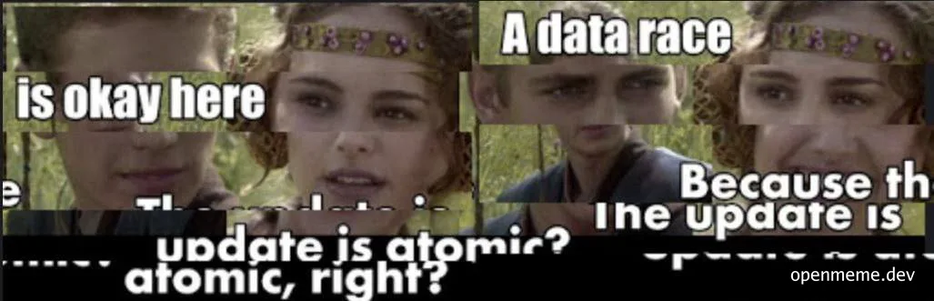 meme about data race condition