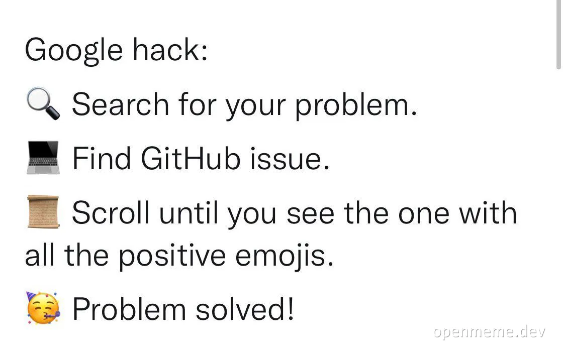 google-hack-github-issue-positive-emojis-problem-solved