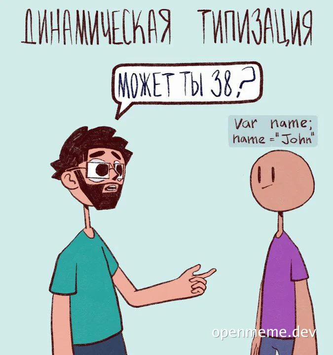 cartoon of two programmers discussing dynamic typing