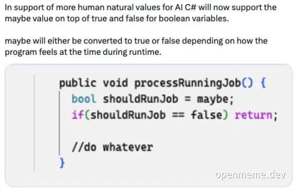 C# code snippet with boolean variable maybe