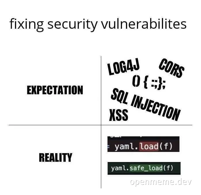 fixing security vulnerabilities meme