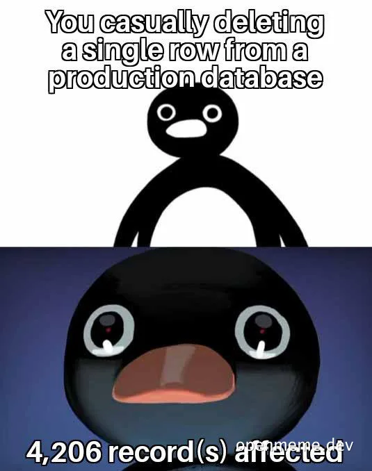 a two-panel meme of a stick figure and a shocked-looking penguin