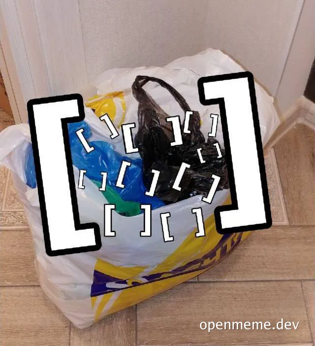 trash bag with code brackets