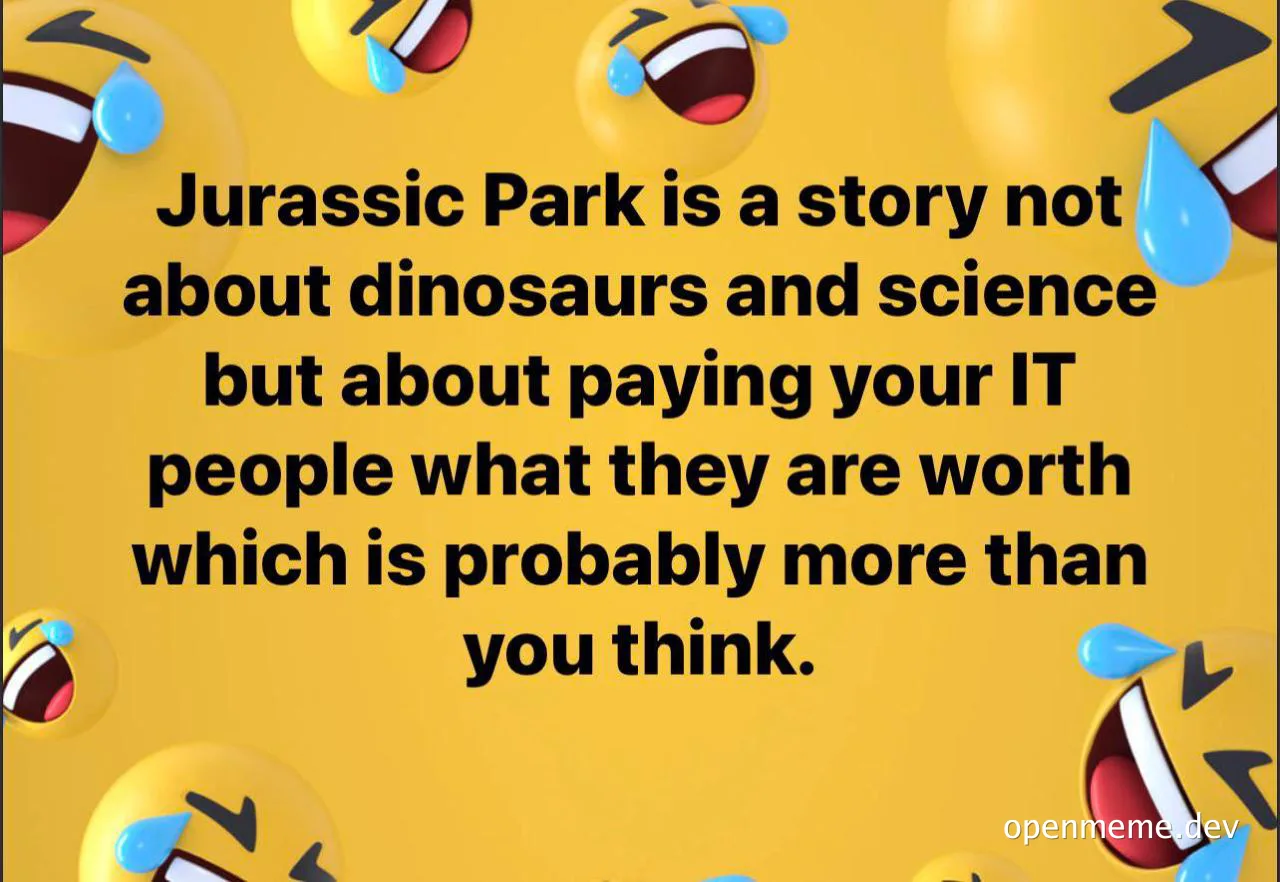 Laughing emojis on yellow background with text about IT salaries