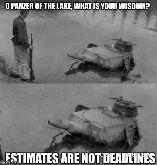 Panzer of the lake meme with a soldier and a tank in water
