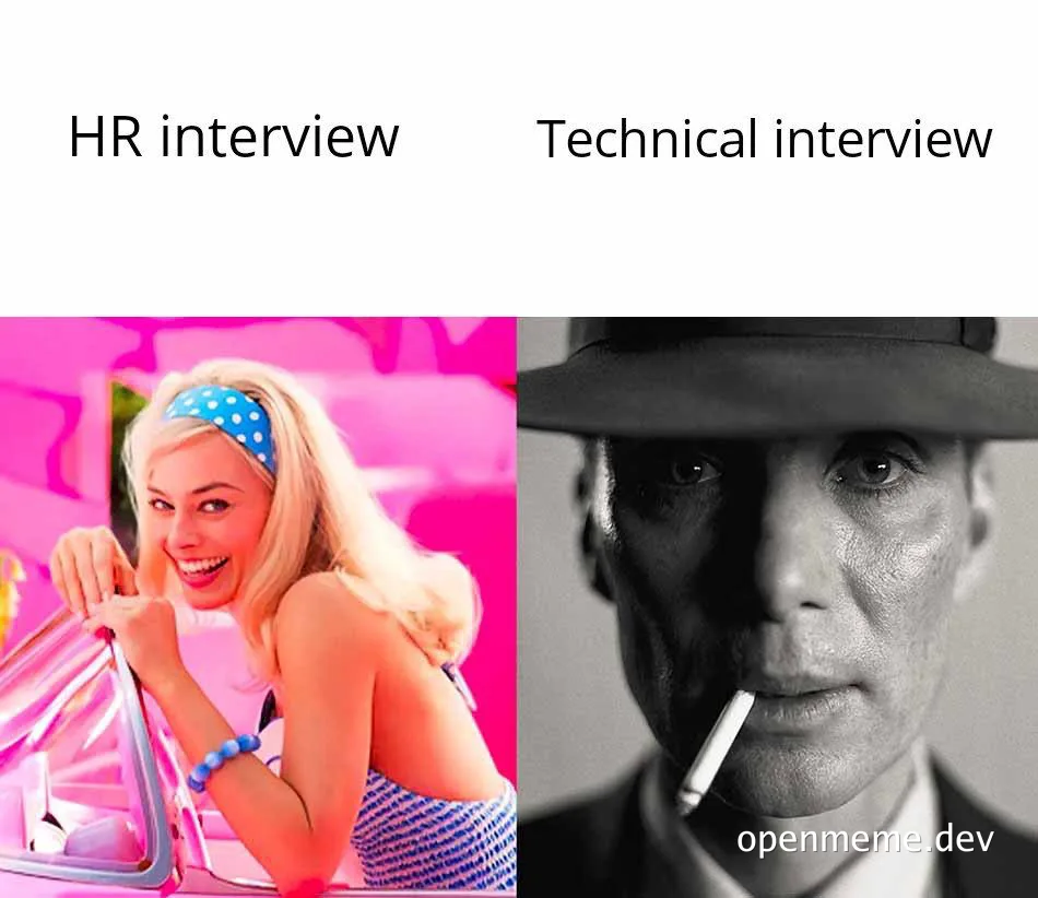 HR interview vs technical interview meme