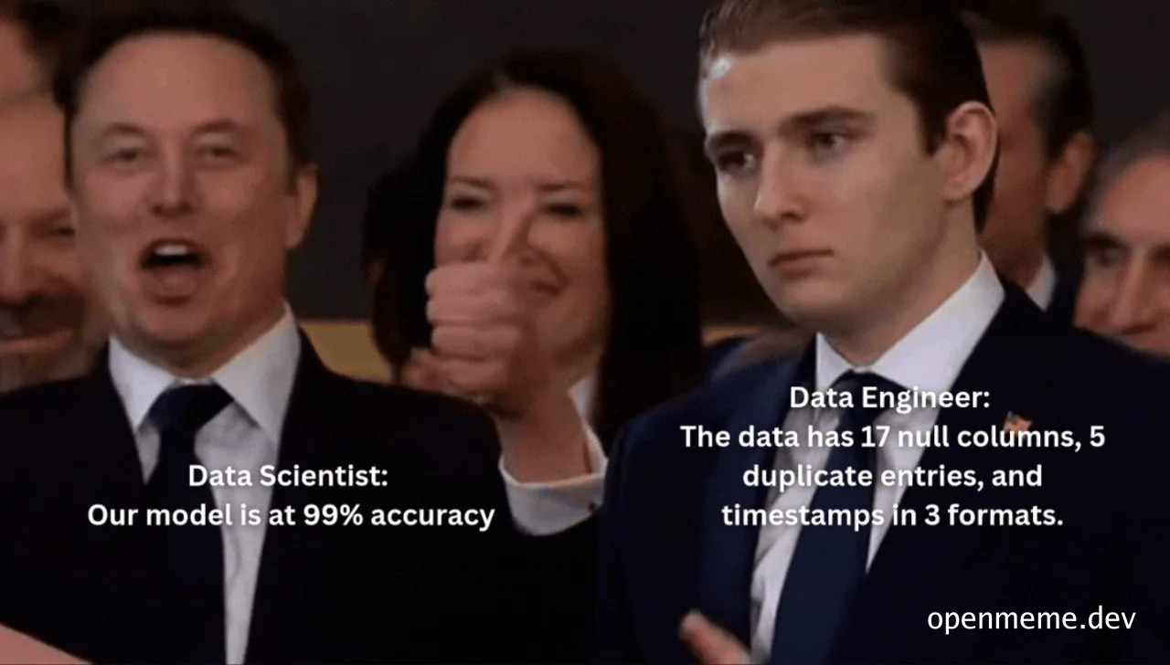 Data scientist and data engineer meme