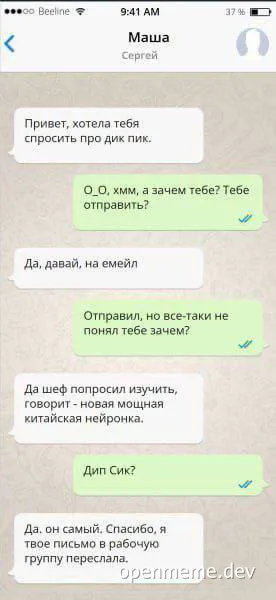 russian office chat message about dick pic and ai