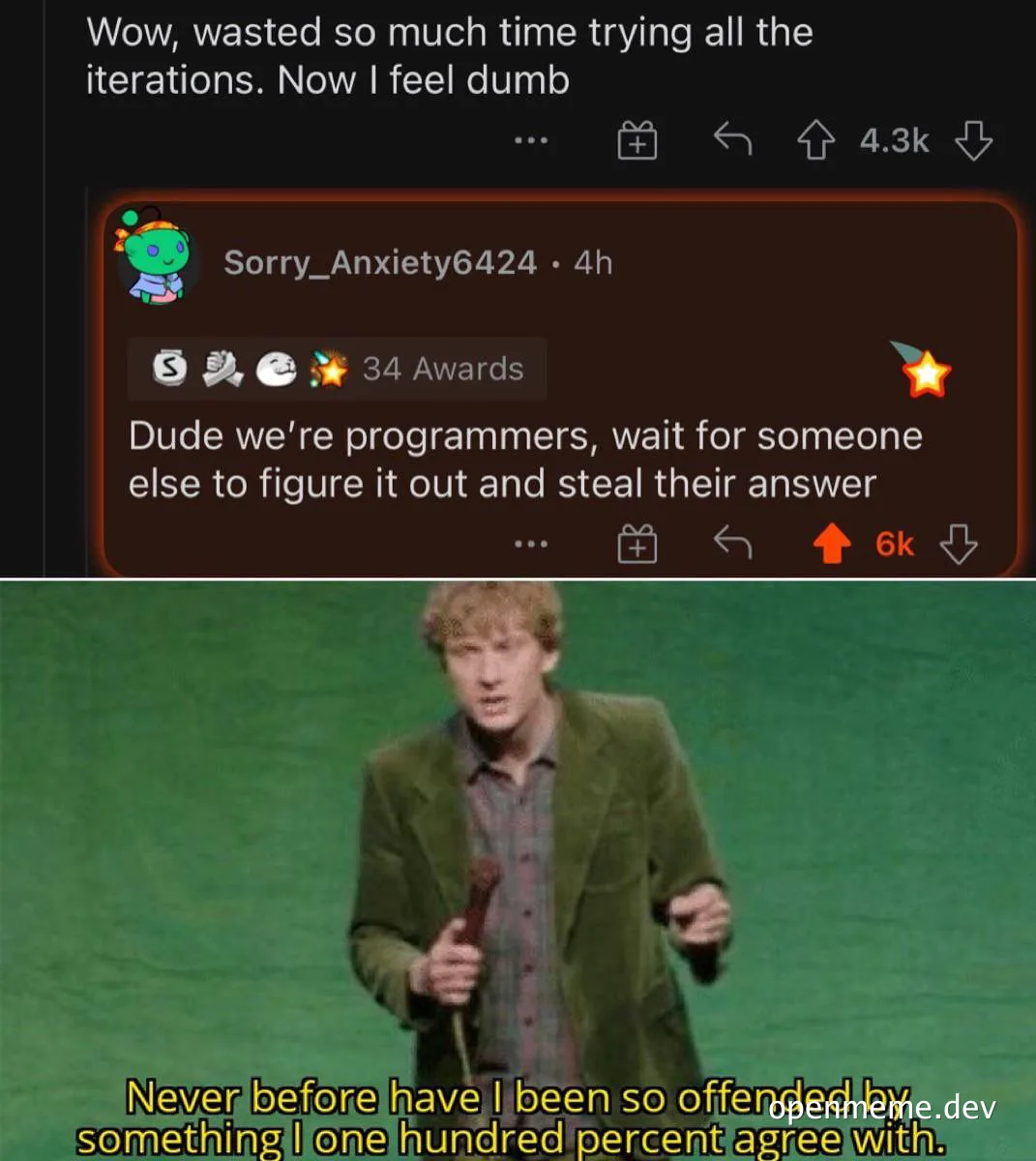 programmer meme about waiting for others to solve problems