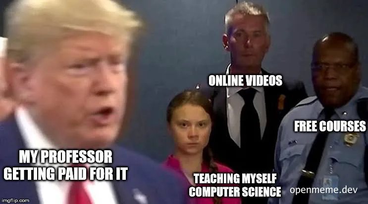 donald trump meme about teaching yourself computer science