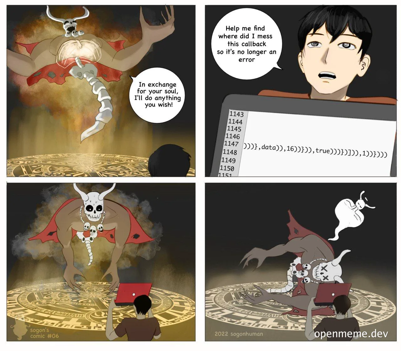 programmer makes a deal with a devil to debug their code