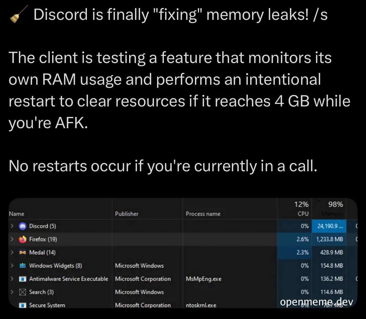 Discord 'fixes' memory leaks with intentional restart feature