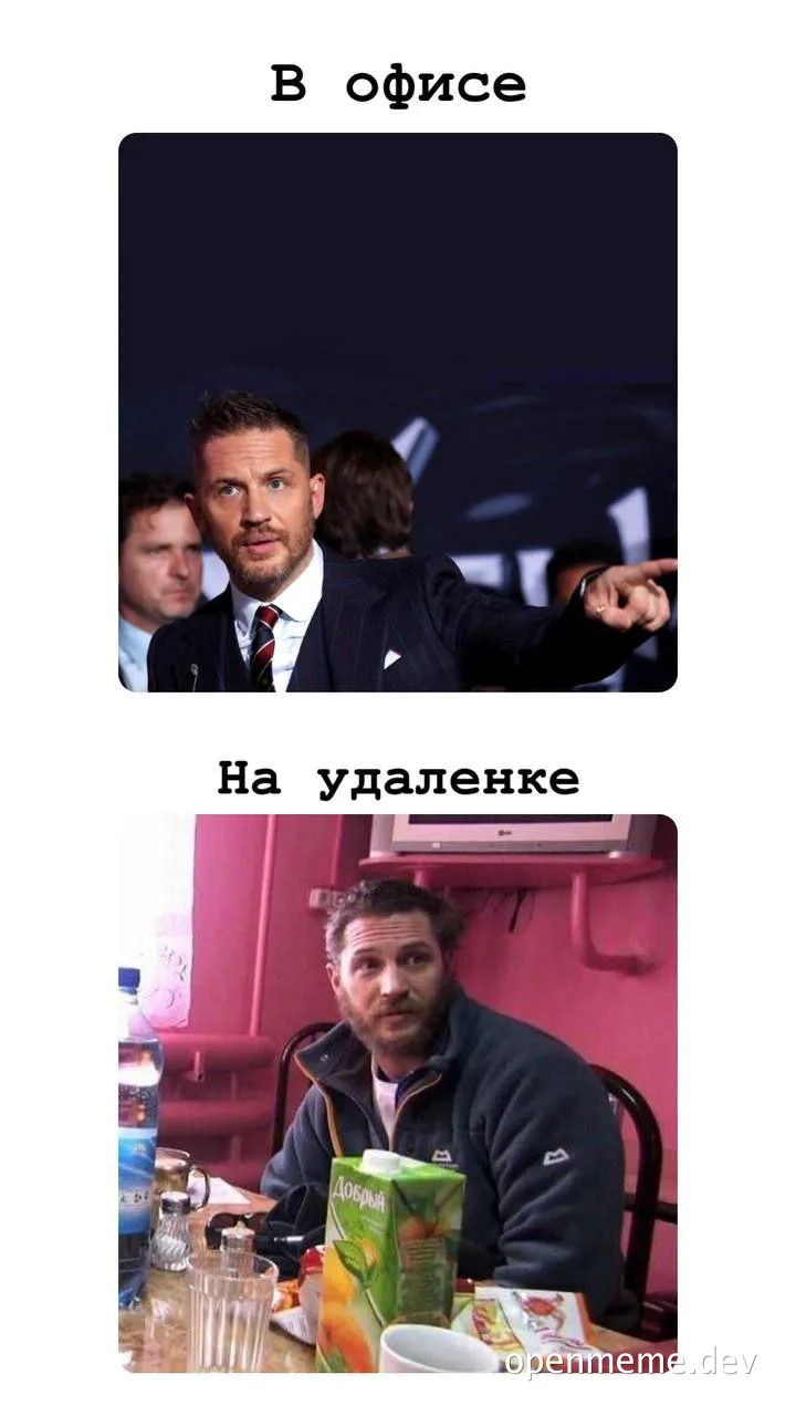 meme comparing office and remote work