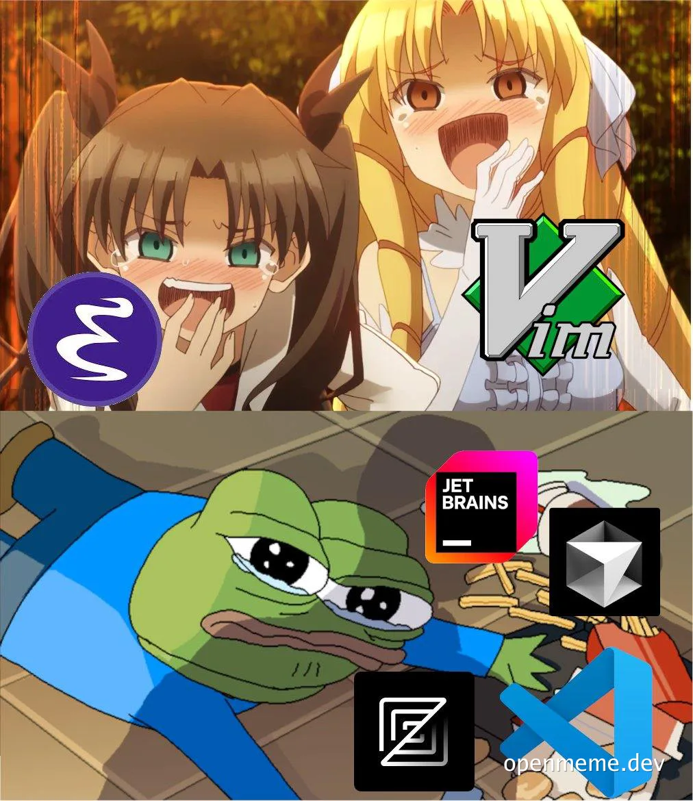 funny meme comparing vim and other IDEs