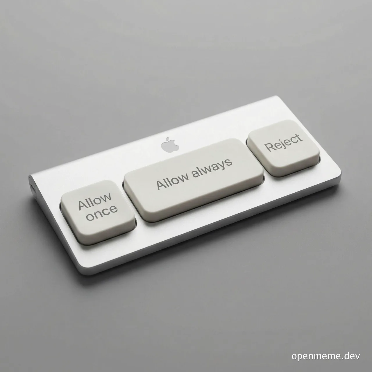 Apple keyboard with Allow once, Allow always, and Reject buttons
