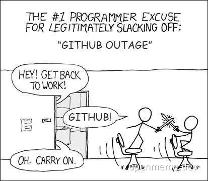 programmer slacking off due to github outage