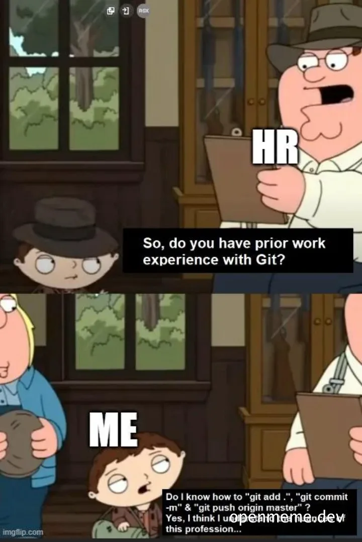 HR interview meme about Git experience