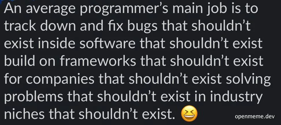 programmer frustration with bugs and software development