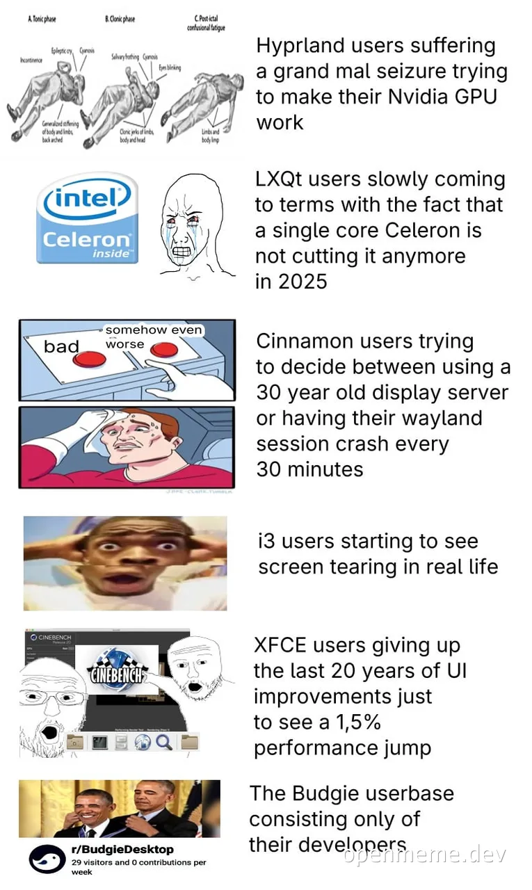 Linux desktop struggles meme