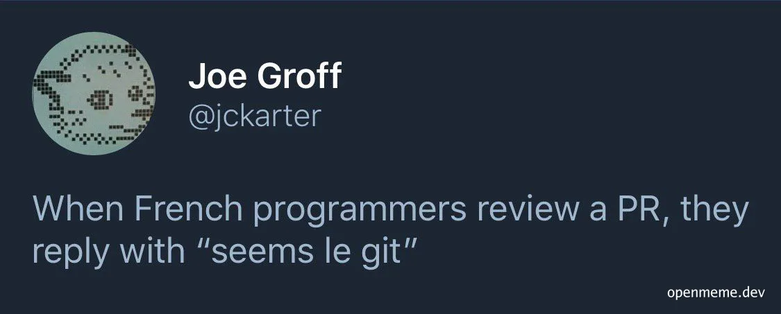meme about French programmers reviewing a PR