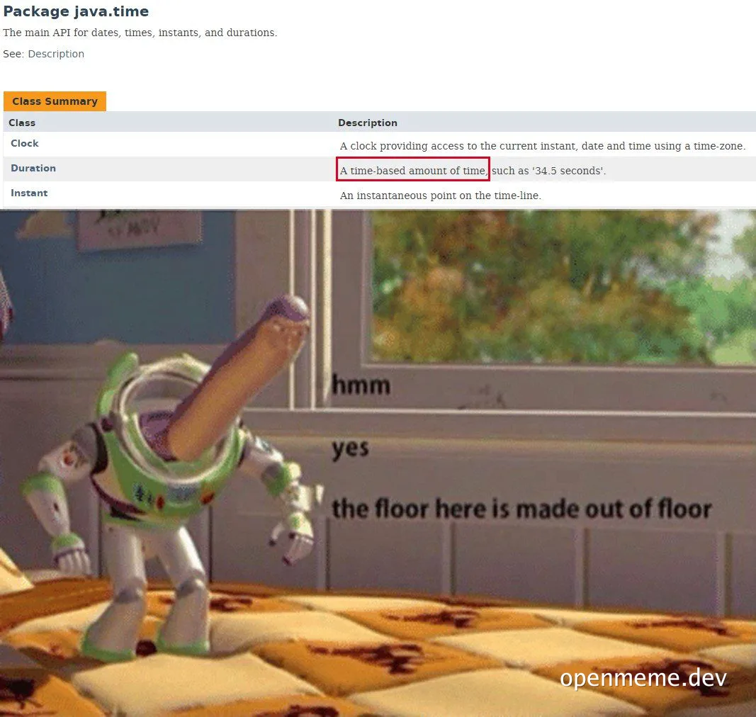 Buzz Lightyear toy with a hot dog arm standing on a bed with a confused expression