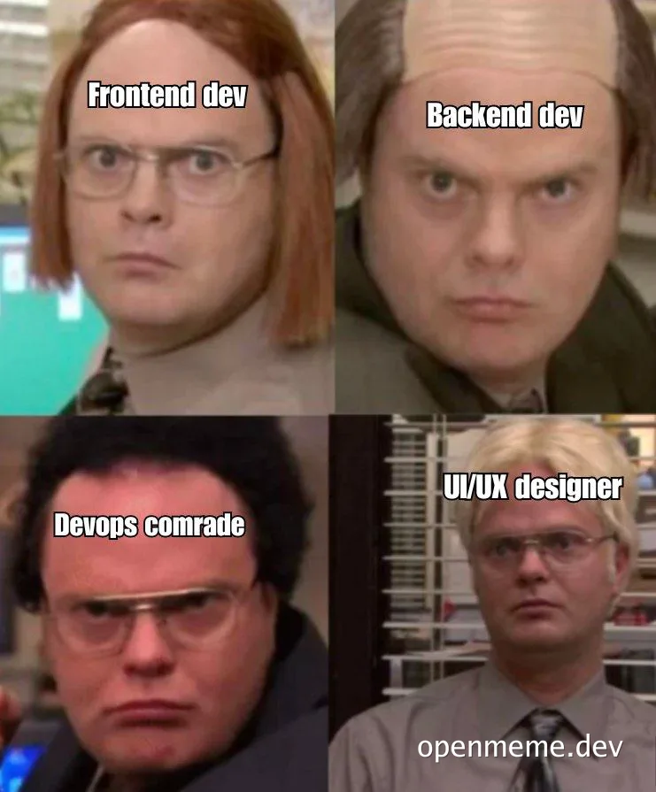 funny developer roles meme