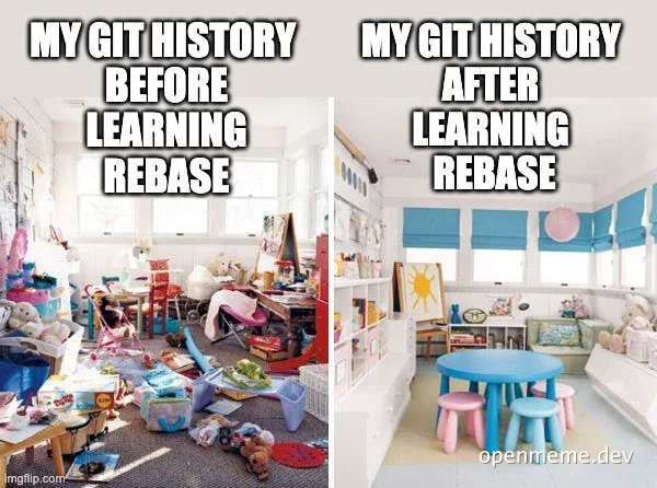 Git history before and after learning rebase