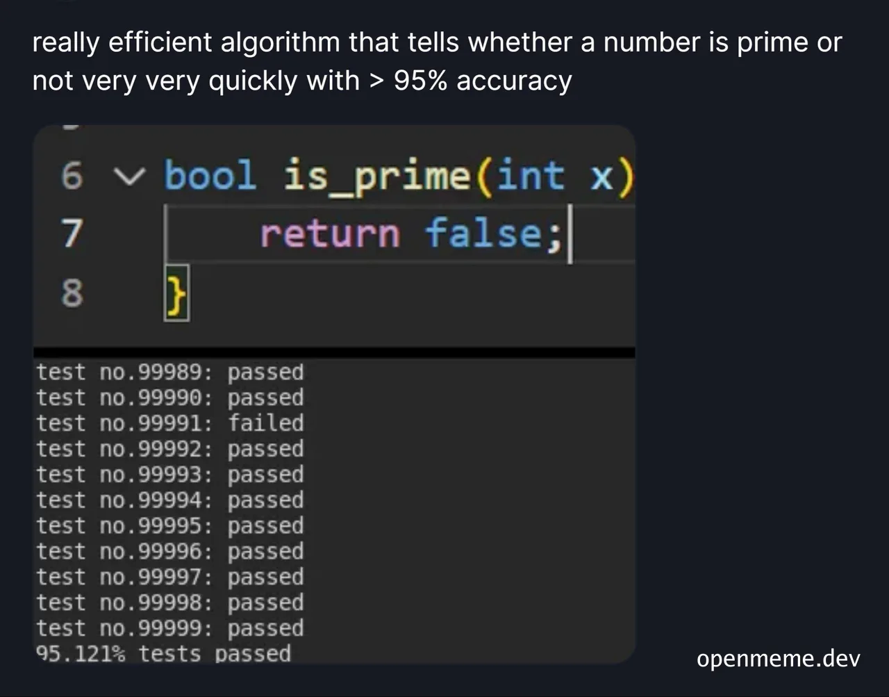 meme about inefficient prime number algorithm