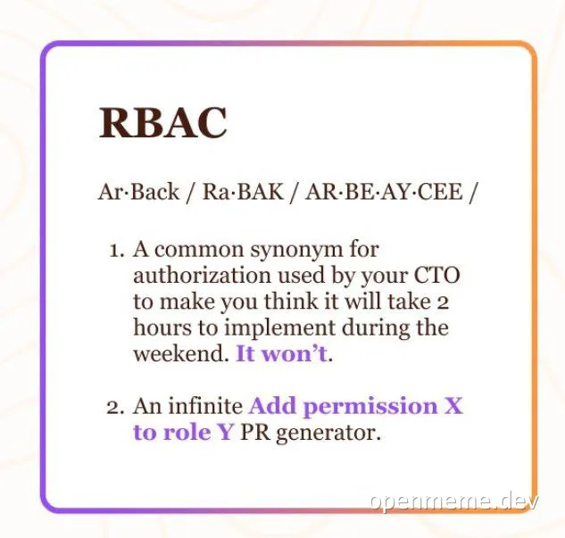 RBAC meme with humorous definition