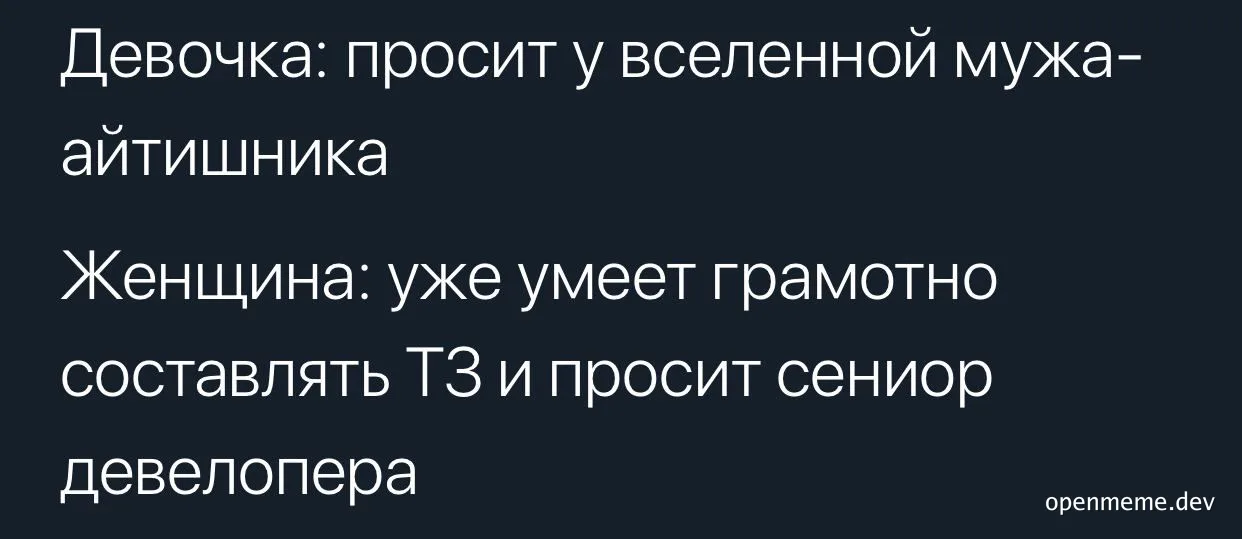 russian developer meme about girl asking for senior developer
