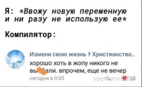 russian developer meme about unused variable and life change