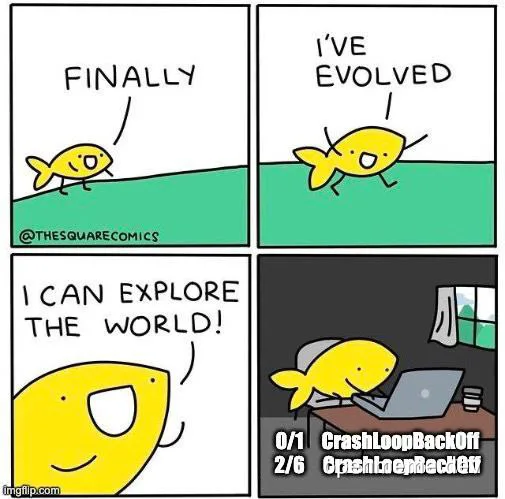 funny comic about a fish evolving to use a computer