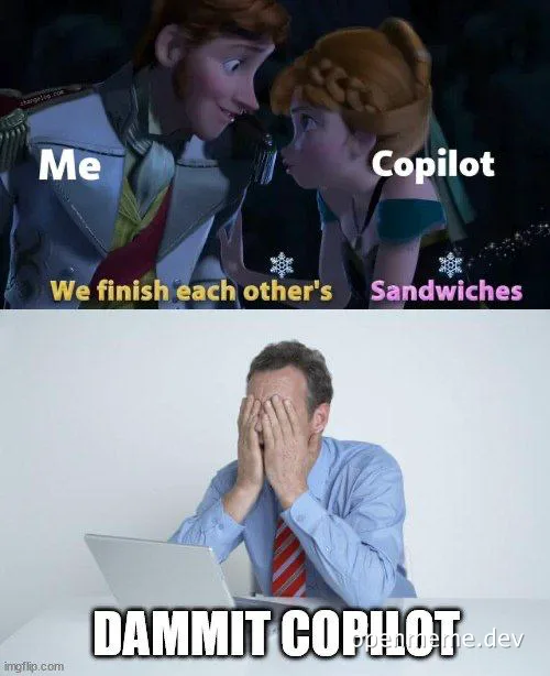 Copilot AI meme with man embarrassed