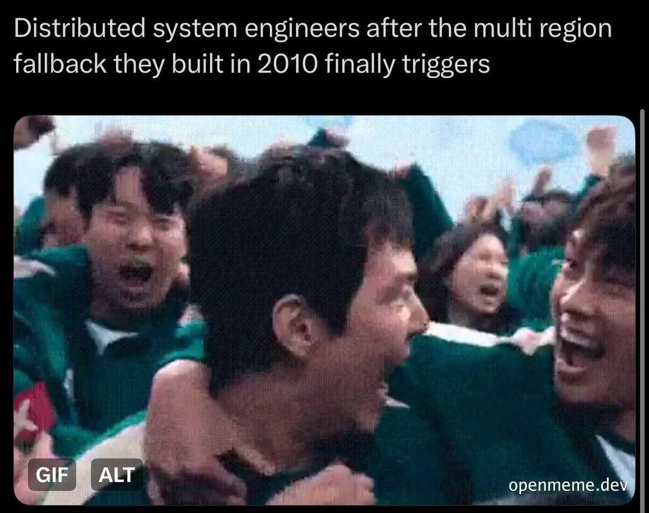Distributed system engineers celebrate multi-region fallback triggering