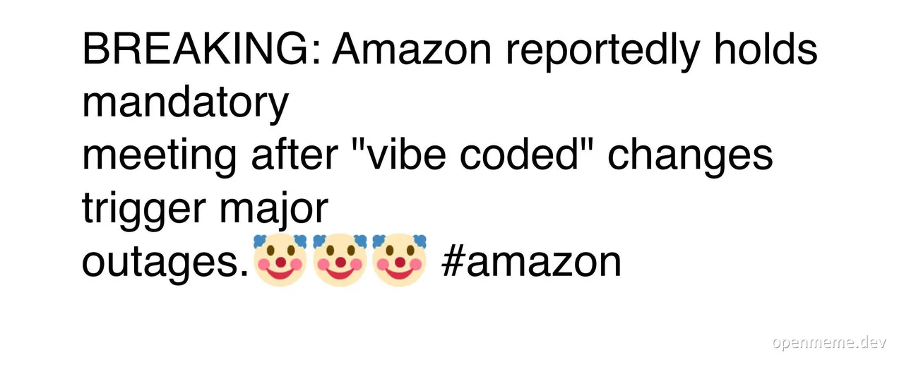 BREAKING: Amazon reportedly holds mandatory meeting after 'vibe coded' changes trigger major outages