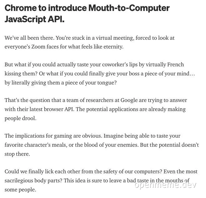 Chrome to introduce Mouth-to-Computer JavaScript API meme
