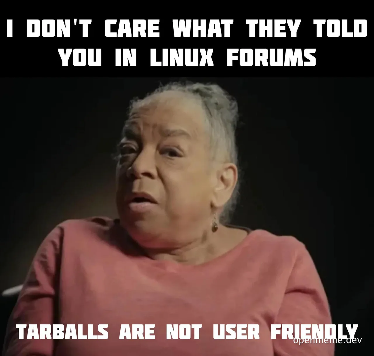 meme of woman looking skeptical with text about tarballs
