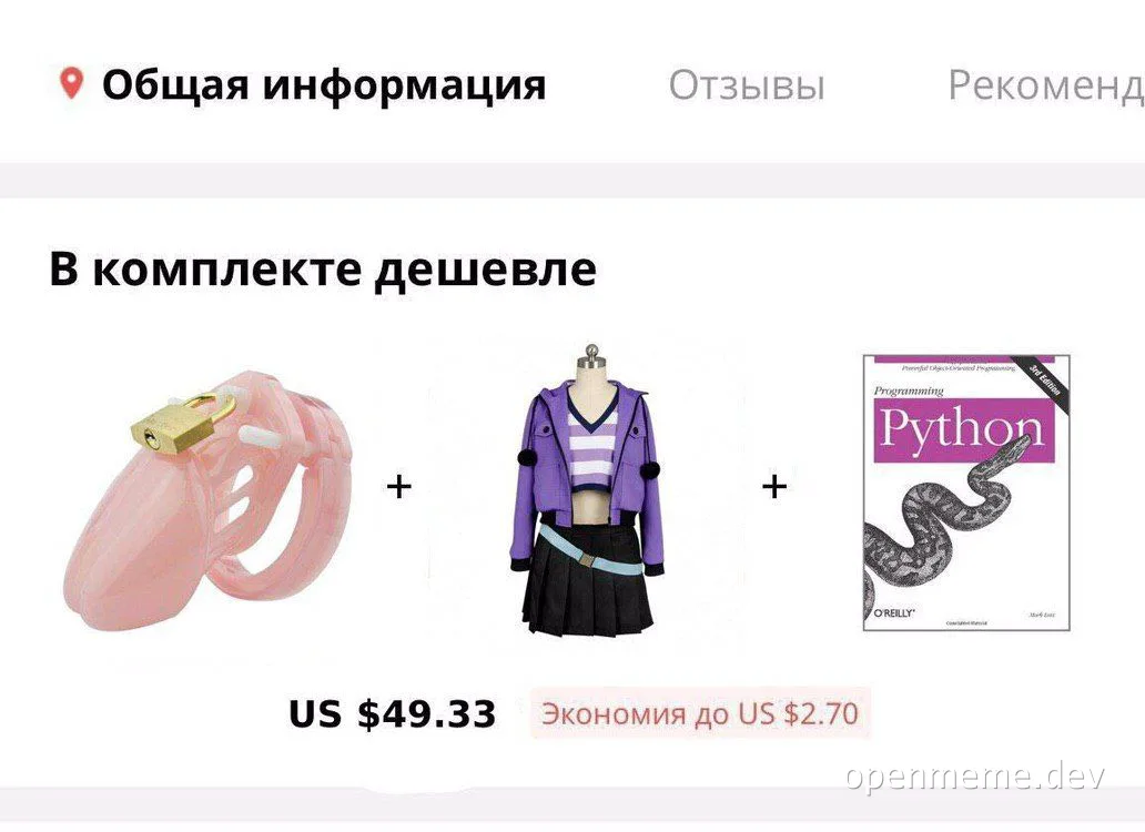 russian advertisement for python programming book and cosplay outfit with pink sex toy