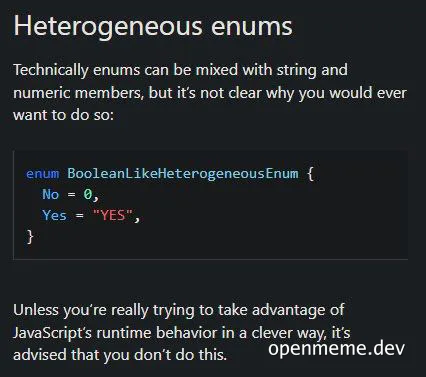 Heterogeneous enums in JavaScript