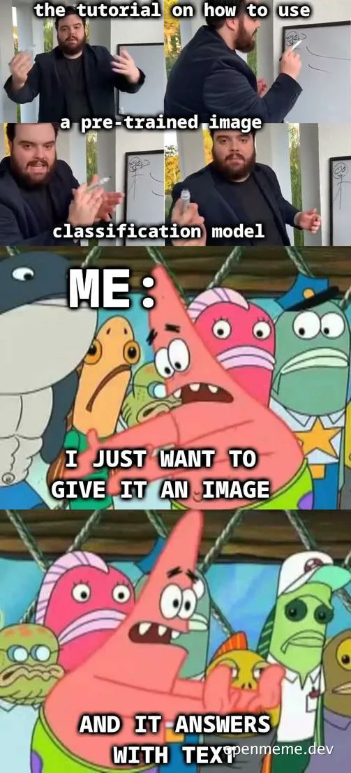 SpongeBob characters react to AI image classification tutorial