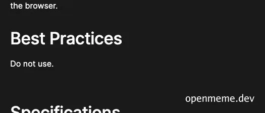 Best Practices Do not use