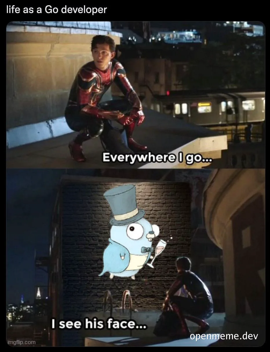 Spiderman meme about Go programming language